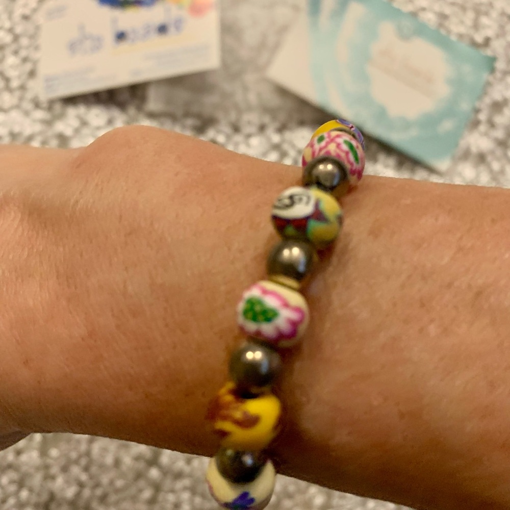 Handmade Hand Rolled Multicolor Clay Beaded Bracelet